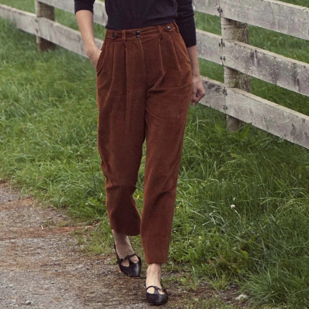 ❄️🎄DÔEN ’Atherton’ Heirloom Italian Wide Wale Cotton Corduroy Pant Siena 0/24 - Picture 5 of 10
